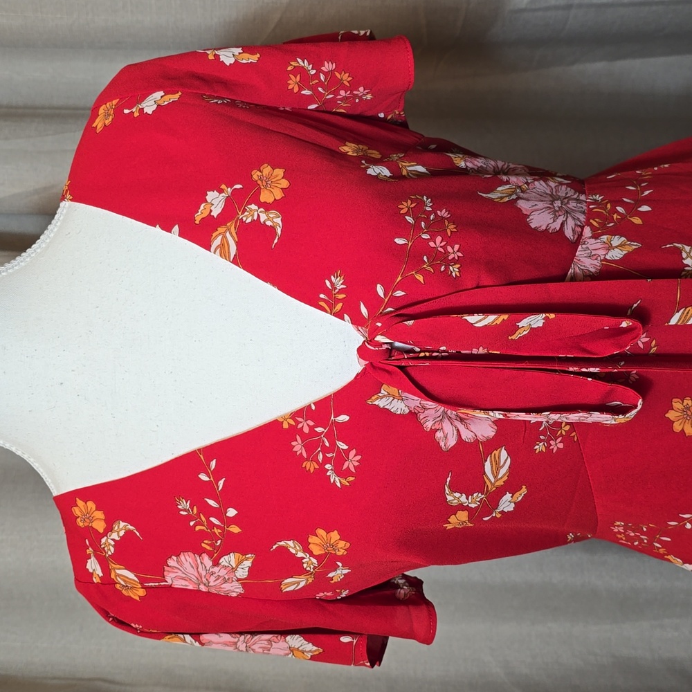 BB Dakota Hyper Bloom Printed Mini Dress In Scooter Red - Picture 3 of 11